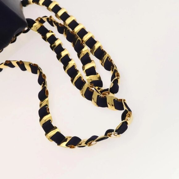 Salvatore Ferragamo Vala Chain Backpack Canvas Navy Gold  Salvatore Ferragamo Vala Chain Backpack Canvas Navy Gold Auth BA3335